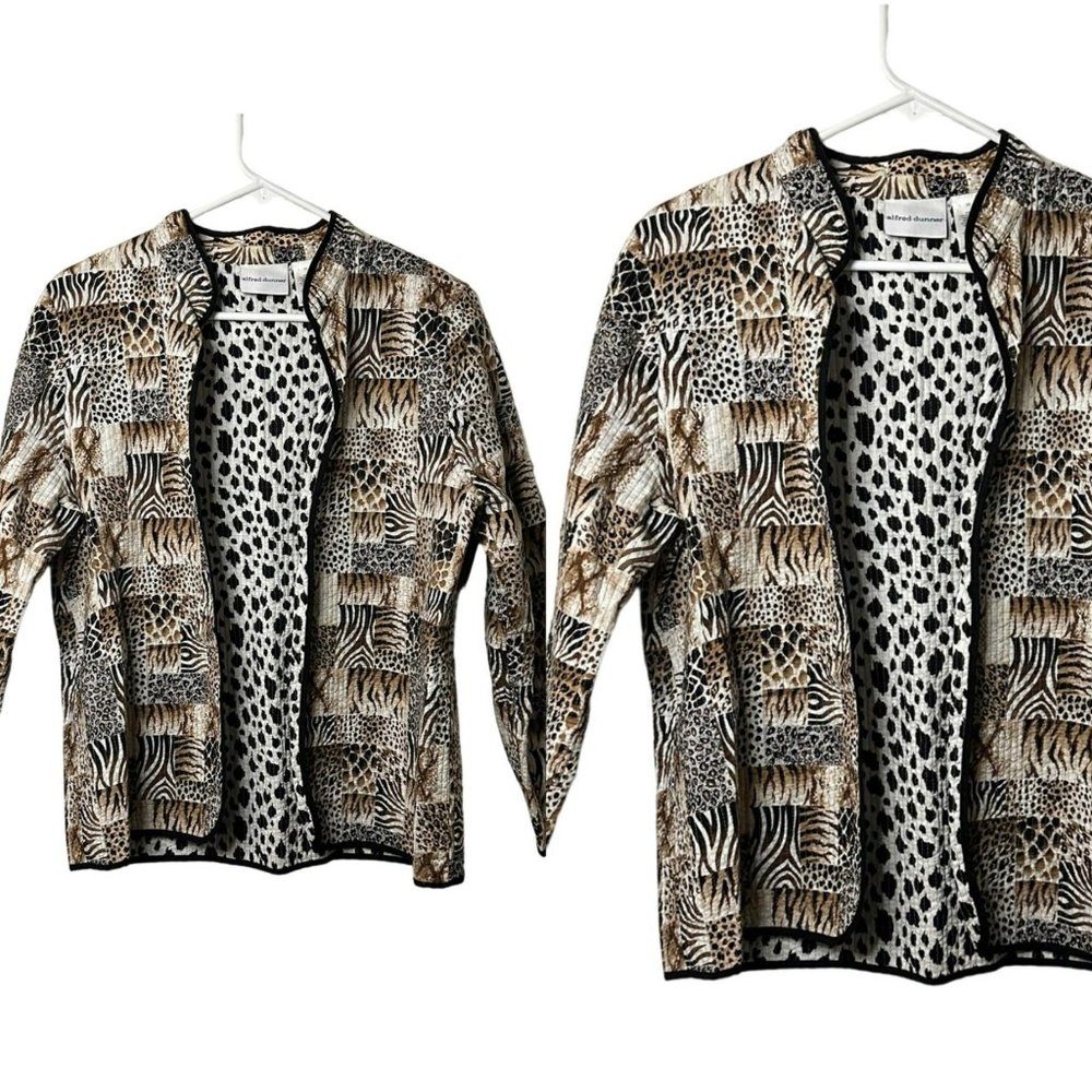 Alfred Dunner Ladies Safari Print Animal Open Jacket Long Sleeve Stylish SZ 10